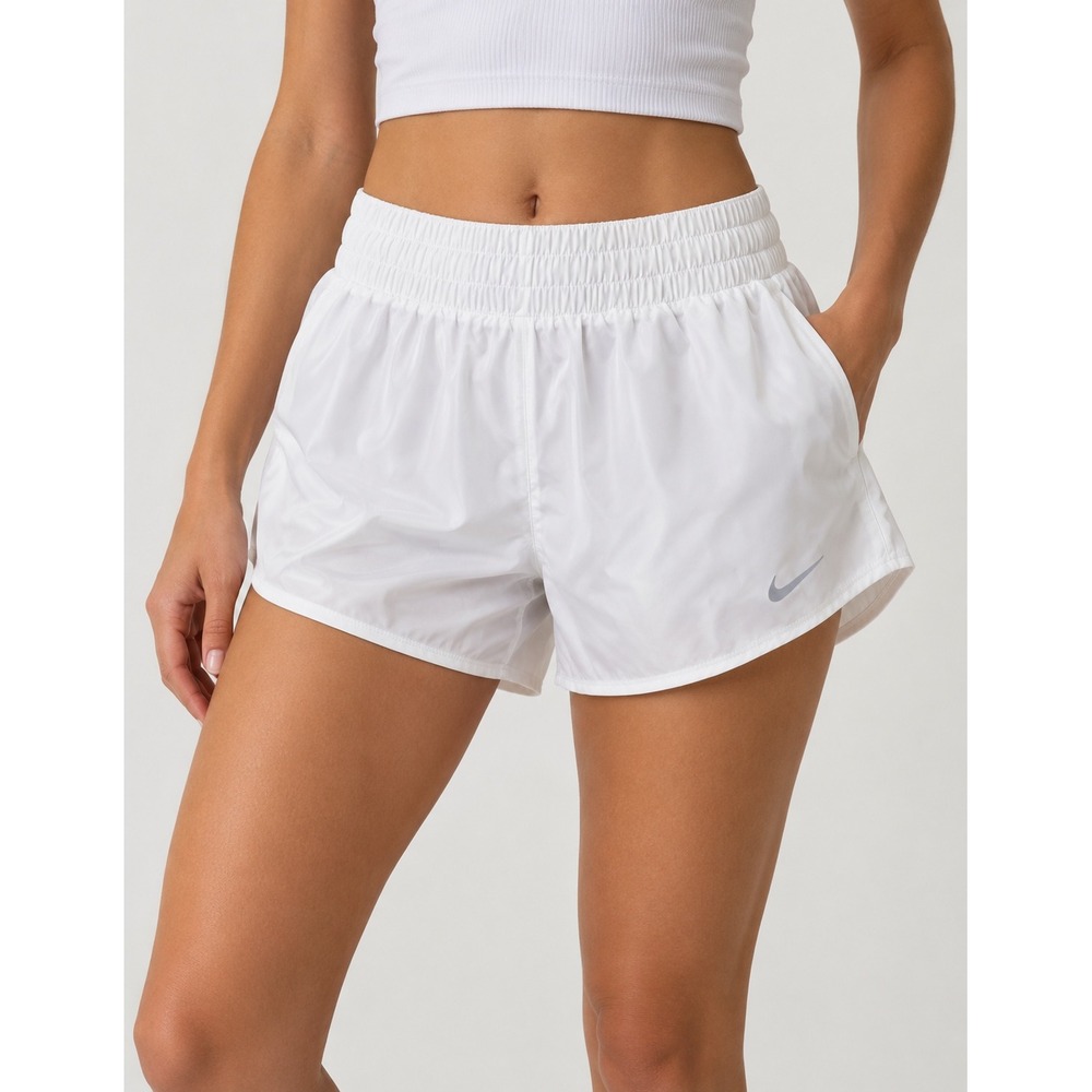 Nike Womens Dri-FIT Loose Fit Running Shorts White Smocked Waist Small NEW
